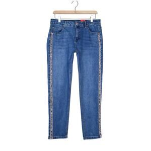 V Christina Womens 10 Medium Wash Tapered Leg Sequin Jean